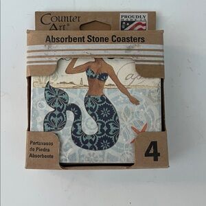 Mermaid Design Stone Coasters Set